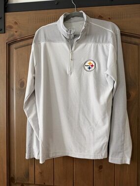 STEELERS Antigua Gray Quarter-Zip Pullover